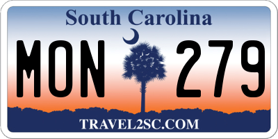 SC license plate MON279