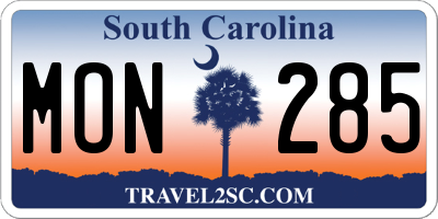 SC license plate MON285