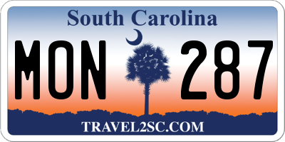 SC license plate MON287