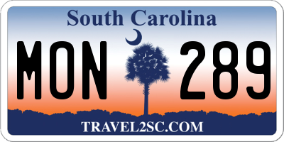 SC license plate MON289