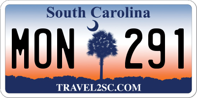 SC license plate MON291
