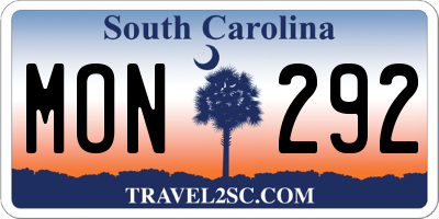 SC license plate MON292
