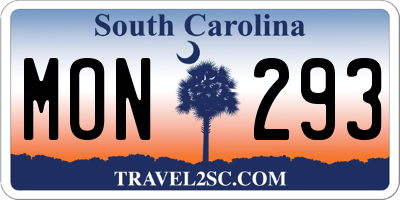 SC license plate MON293