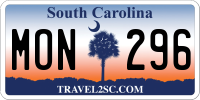 SC license plate MON296