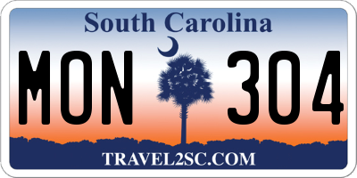 SC license plate MON304