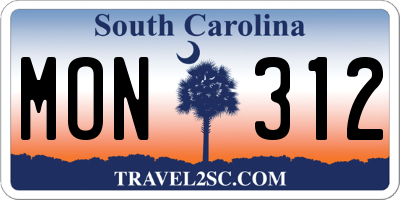 SC license plate MON312