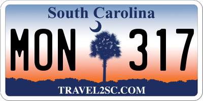 SC license plate MON317