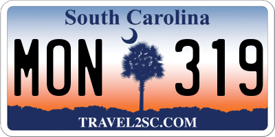 SC license plate MON319