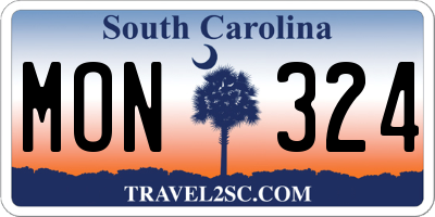 SC license plate MON324