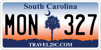 SC license plate MON327