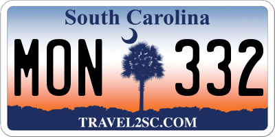 SC license plate MON332