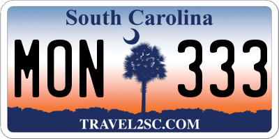 SC license plate MON333