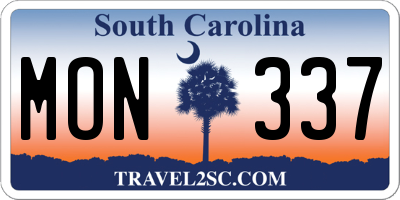 SC license plate MON337