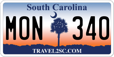 SC license plate MON340
