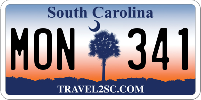 SC license plate MON341
