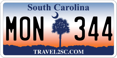 SC license plate MON344