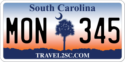 SC license plate MON345