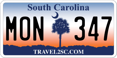 SC license plate MON347