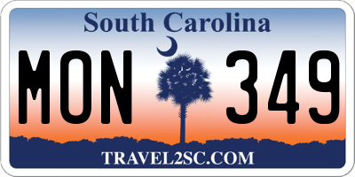SC license plate MON349