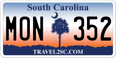 SC license plate MON352
