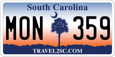 SC license plate MON359
