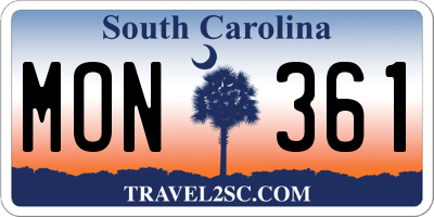SC license plate MON361