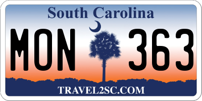 SC license plate MON363