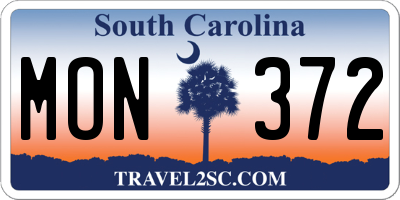 SC license plate MON372