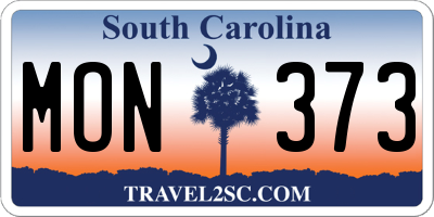 SC license plate MON373