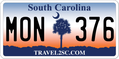 SC license plate MON376