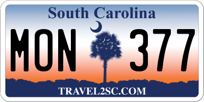 SC license plate MON377