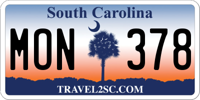 SC license plate MON378