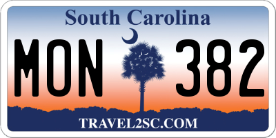 SC license plate MON382