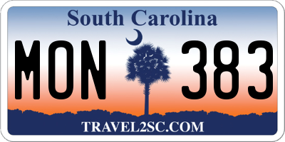 SC license plate MON383