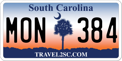 SC license plate MON384