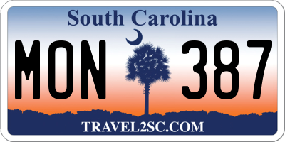SC license plate MON387