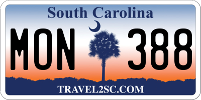 SC license plate MON388