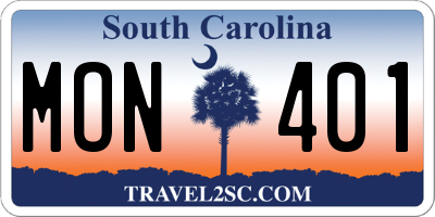 SC license plate MON401