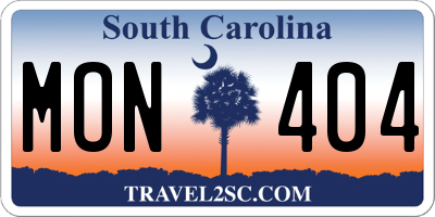 SC license plate MON404