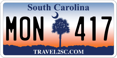 SC license plate MON417