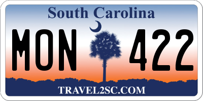 SC license plate MON422