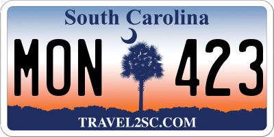 SC license plate MON423