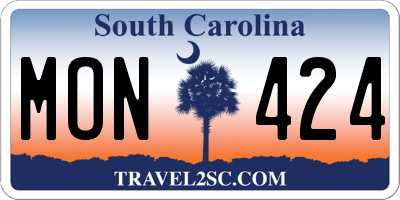 SC license plate MON424