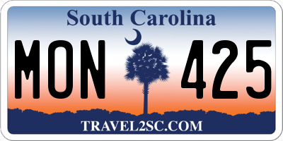 SC license plate MON425