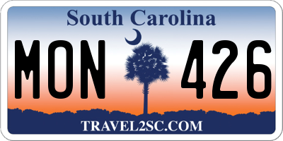 SC license plate MON426