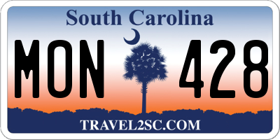 SC license plate MON428