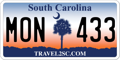 SC license plate MON433