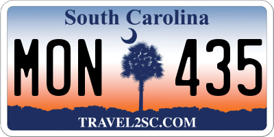 SC license plate MON435