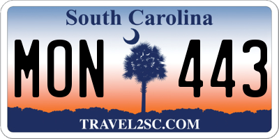 SC license plate MON443