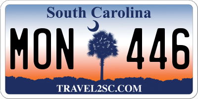SC license plate MON446